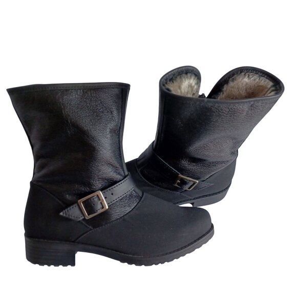 Vibram Toe Warmer Black Arctic Grip Winter Ankle Boots Calf Shoes Women Size 8M - Picture 7 of 14